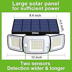 intelamp Solar Flood Lights - 2 Pack 6000mAh 1200LM