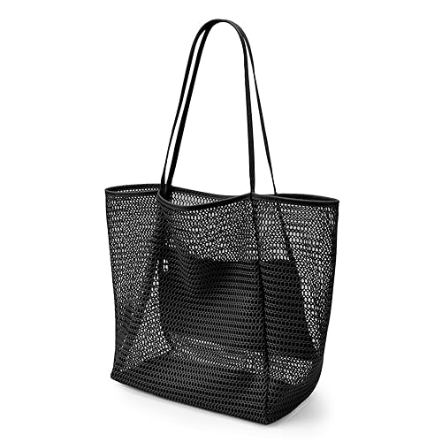 KALIDI Beach Mesh Tote Bag, Casual Tote Bag Hobo Women Foldable
