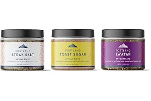 Portland Salt Co. Classic Spice Blends - Steak Salt, Toast Sugar, Za'atar - Signature All-Purpose Seasoning & Gourmet Rub - Non-GMO, Variety Gift Set (Pack of 3)