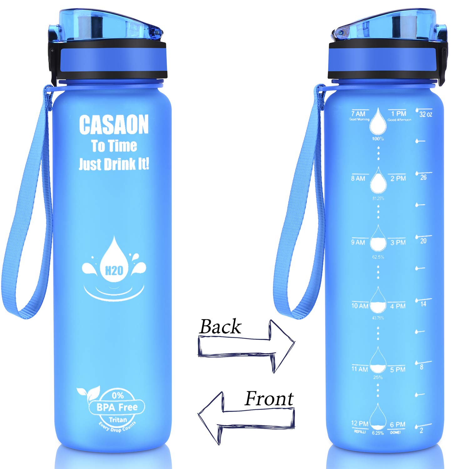Hydration CASAON without BPA sport 1 liter Motivational water bottle