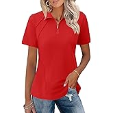 LOMON Womens Golf Polo Shirts Summer Short Sleeve 1/4 Zip Tops Moisture Wicking Casual Tennis Activewear with Pockets