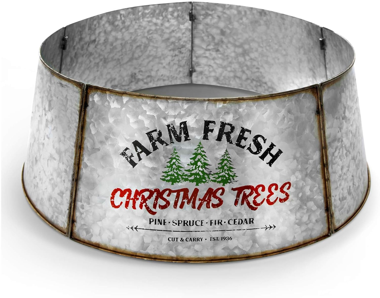 Amazon Com Hallops Galvanized Tree Collar Large To Small Christmas Tree Adjustable Metal Skirt Christmas Decor Home Kitchen