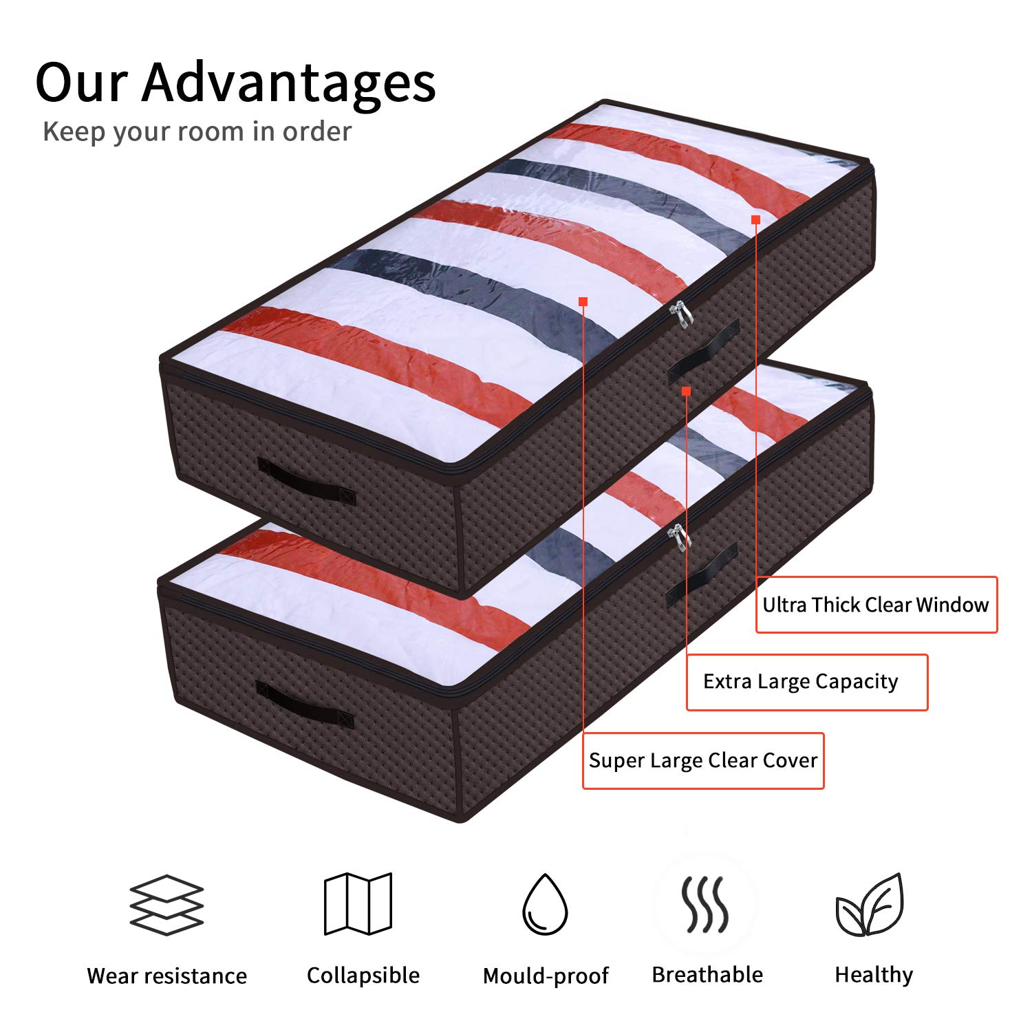 Beige para Edredones Ropa Debajo de la Cama Plegable homyfort Bolsa de