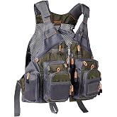 BASSDASH Strap Fishing Vest Adjustable for Men and Women, for Fly Bass Fishing and Outdoor Activities