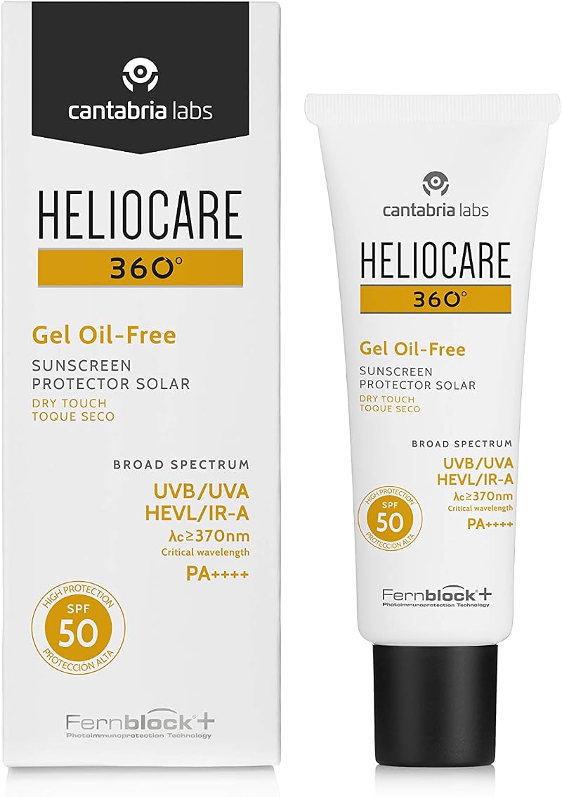 Heliocare 360 Oil-Free Gel SPF50 50ml Face Sunscreen UVA UVB Visible Light