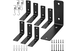 Redunest L Floating Shelf Brackets,8 Pack Heavy Duty L Brackets for Shelves, L 5" X H 4" Black Metal Countertop Support Brackets,Wall Mounting for Wood