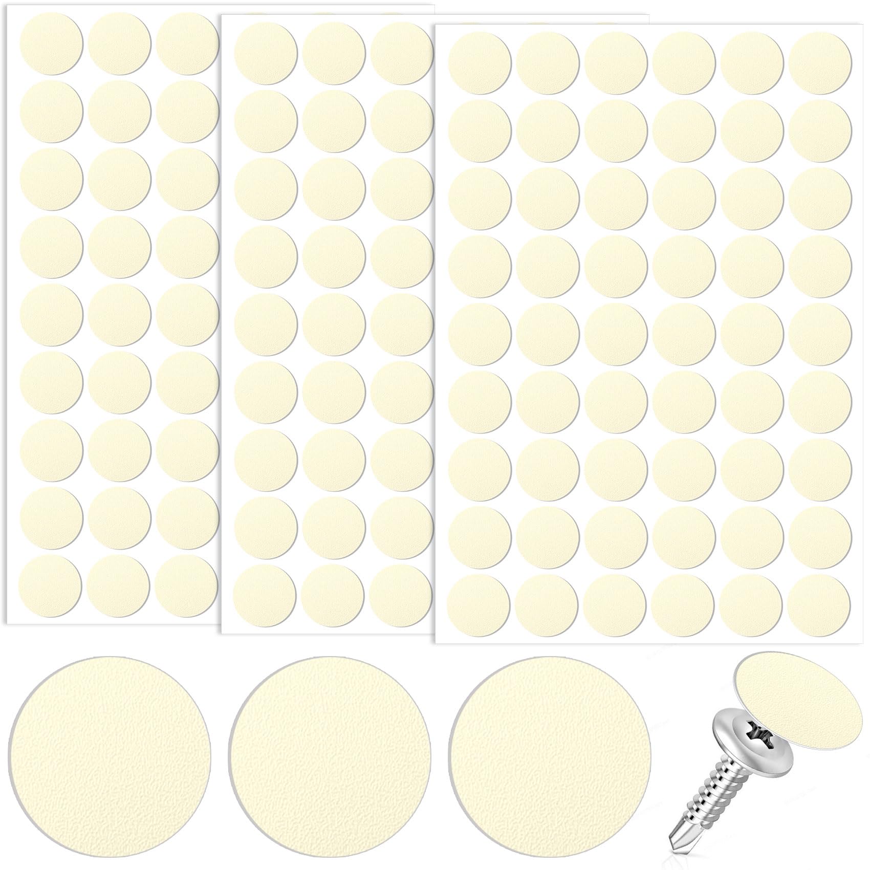 Photo 1 of Pndeyo 3 Sheet Self-Adhesive Screw Cover Stickers, PVC Non-Faded Screw Hole Cover Caps, 21mm Dustproof Sticky Decals for Various Furniture Cabinet- Beige