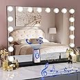 COOLJEEN 31.5x23.6 Large Hollywood Beauty Makeup Mirror with Bluetooth 18 LED Bulbs Large Lighting Cosmetic Vanity 3 Color Lighting Modes Makeup Mirror with USB Charging Port (Black, Bluetooth)