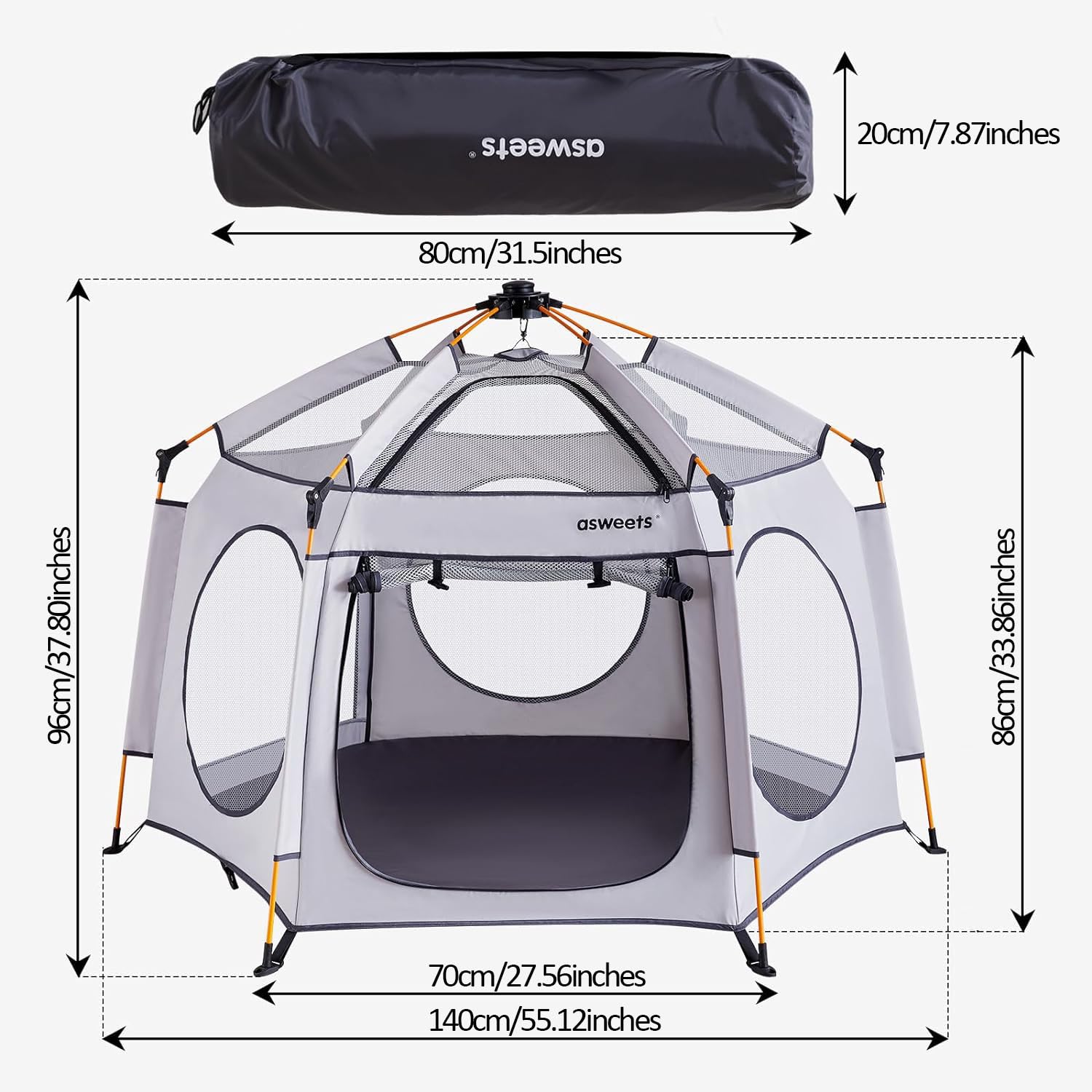 Asweets 4 in 1 Pop Up Playpen Indoor and Outdoor Portable, Lightweight Baby Playpen with Travel Bag,Baby Beach Tent and Play Toddler Play Yard Canopy