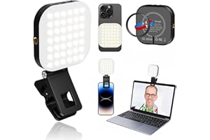 Besky Selfie Light, Phone Light, Phone Light with Front& Back Clip, Rechargeable Clip Video Light, Up to 6500K Color Temperature Phone Light for Selfie, Zoom Conference, Video, Makeup and Live Stream