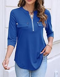 Halife Ladies Tops and Blouses 3/4 Sleeve Stretchy