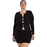 Organic Basics Women's Soft Knit Ribbed Long Sleeve Cardigan Top