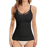 Women Tummy Control Shapewear Tank Tops Lace V Neck Compression Cami Tops Slimming Shaping Cami