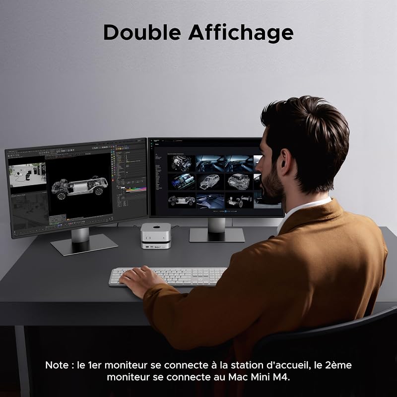 Docking Station Hub USB C et Support pour Mac Mini M4 et M4 Pro