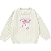 Tinypainter Toddler Girl Bow Sweater Cute Knitted Pullover Fall Winter Clothes 1-7Y