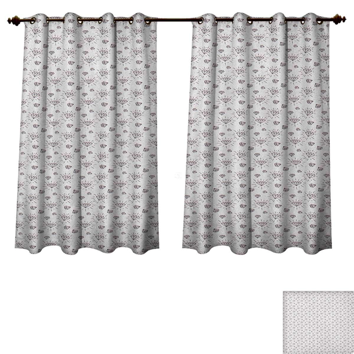 Diamonds Blackout Curtains Panels For Bedroom Hand Drawn Doodle