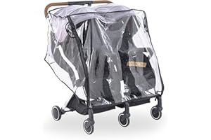 SeedFuture Double Stroller Rain Cover Side by Side Universal, Stroller Accessories Rain Cover for Double Pram Pushchair Outdoor Travel, Waterproof and Windproof Weather Shield for Baby Car Raincover