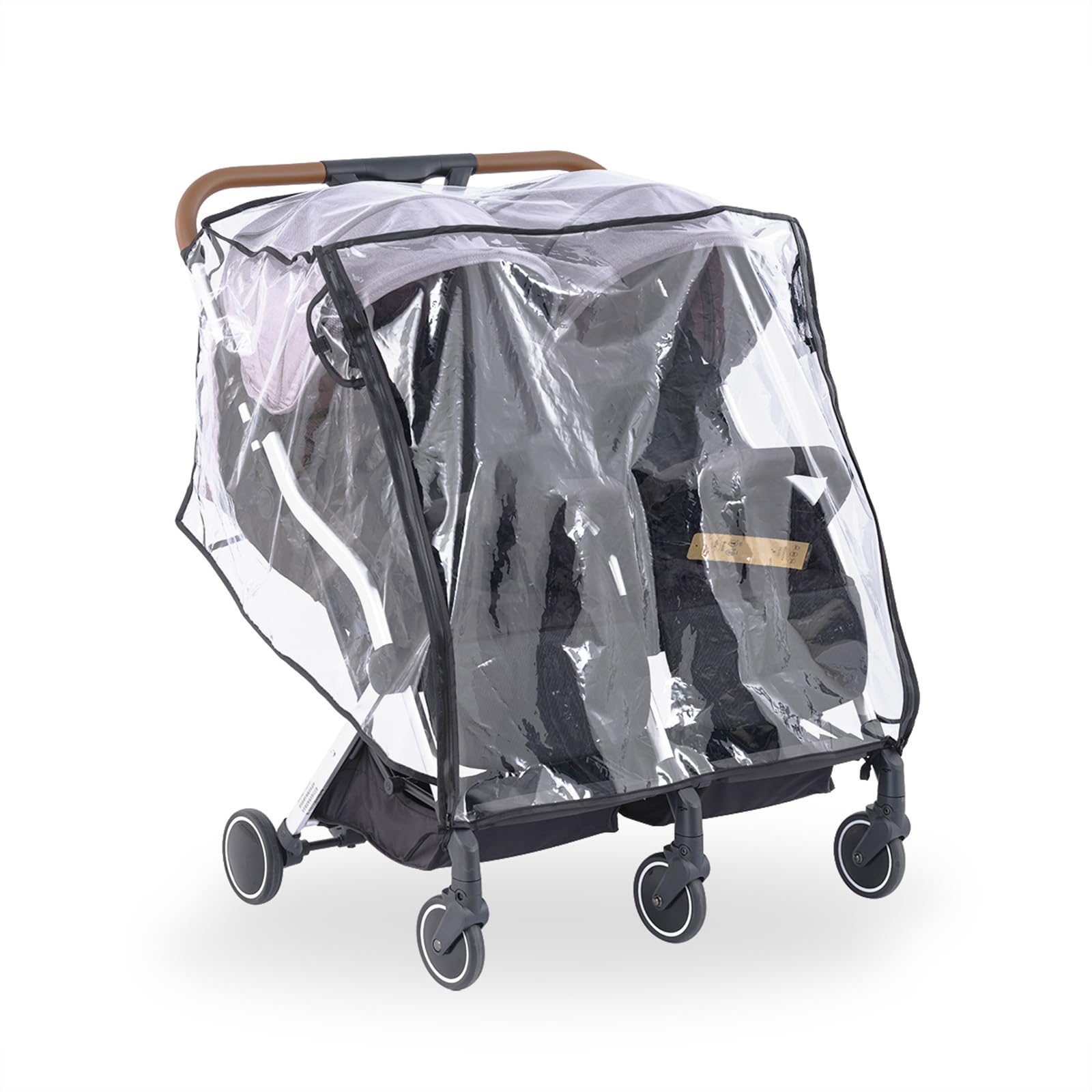 SeedFuture Pram Rain Cover for Double Pushchair, Stroller Accessories Double Rain Cover Outdoor Travel, Waterproof and Windproof Weather Shield for Side by Side Baby Stroller Raincover