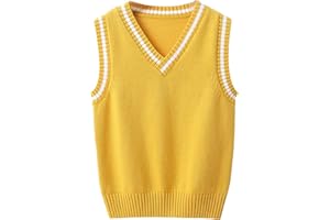 Loloda Kids Boys Girls Casual V Neck School Uniform Knit Sweater Vest Striped Sleeveless Cardigan Daily Wear