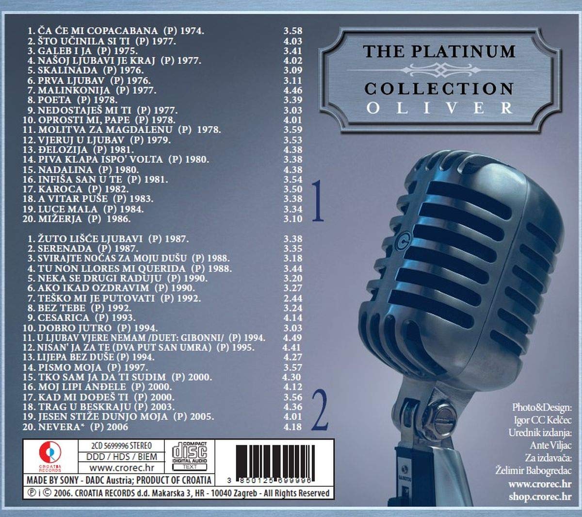 Oliver Dragojevic The Platinum Collection 40 Hitova 2 Cd Amazon De Musik oliver dragojevic the platinum