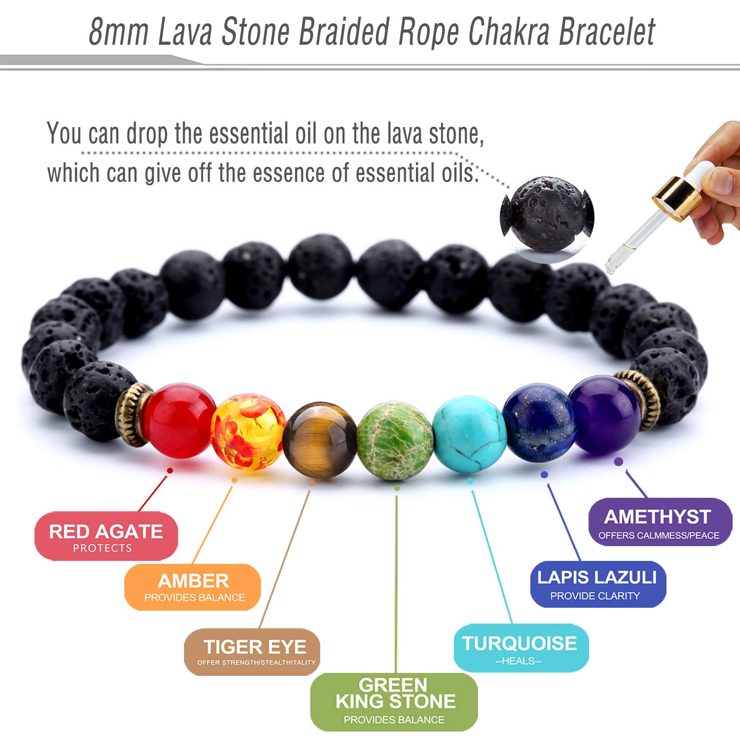 Galleon Doitory Men Women 8mm Lava Rock Beads Chakra Bracelet Friend