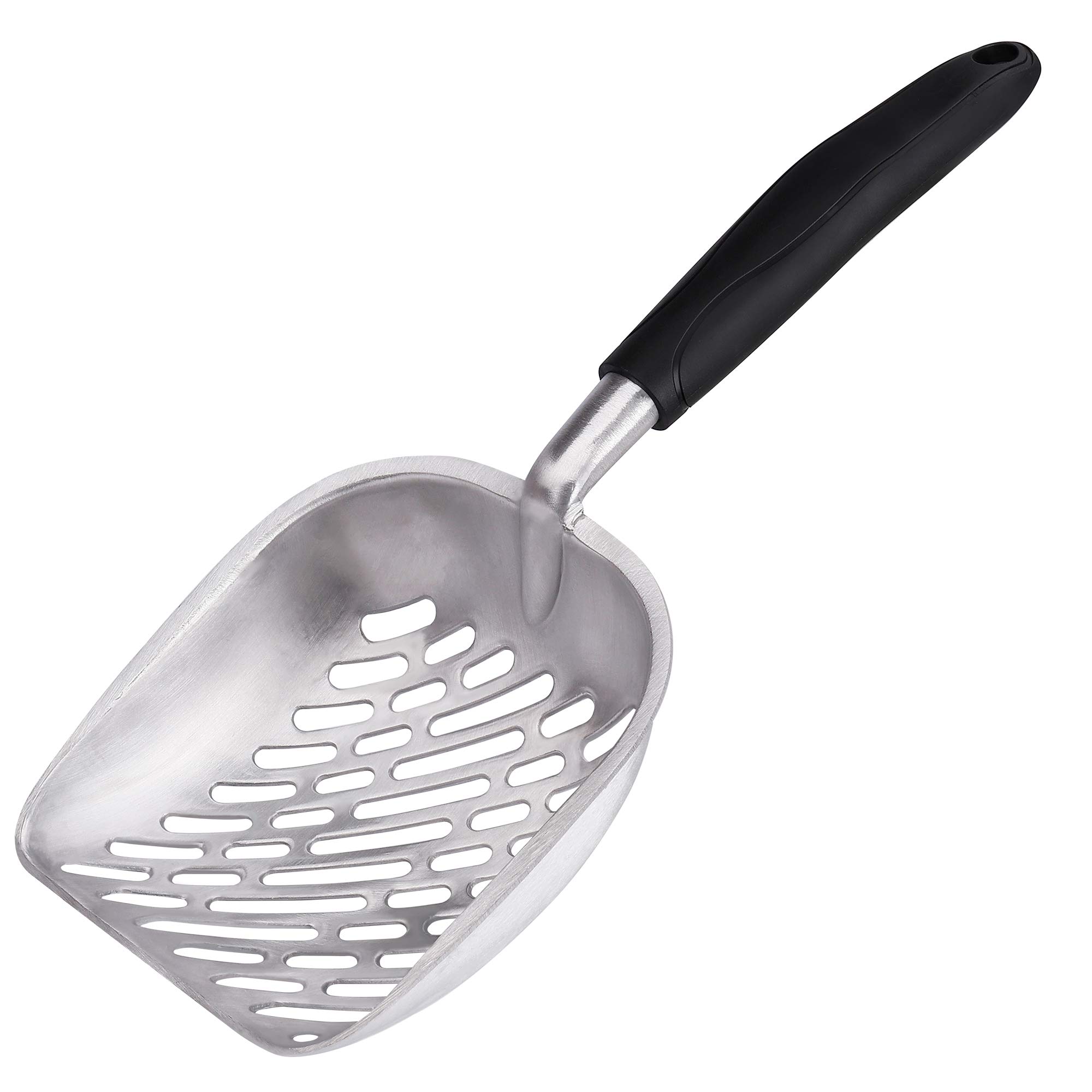 MengH-SHOP Cat Litter Scoop Metal Pet Litter Scoop with Deep Shovel and Long Handle for Cats Dogs Litter Tray Scoop, Twill Stripes