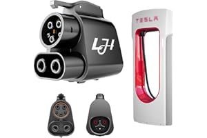 LJH NACS to CCS1 Adapter - 250kW DC Fast Charging (1000V/500A) for Tesla Supercharger V3/V4 - Compatible with Ford, GM, Rivian R1T/R1S & Hyundai/Kia/Volvo EVs - IP54 Weatherproof