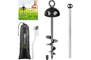 Lifeswell Heavy Duty 15" Dog Tie Out Stake, 360° Swivel, No Tangle, Easy Install, for Large Dogs up to 220lbs, Perfect for Ya