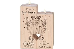 LUCKYYDS to My Best Friend Candle Holder- Thank You for Being My Unbiological Sister Women Female Girl Friends Personalized Custom Friendship Birthday Gift Valentine's Day Gift Wooden Candle Holder