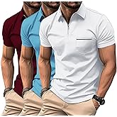JACKETOWN 3 Pack Polo Shirt for Men Quarter Zip Polo T Shirt Casual Short Sleeve Collared Shirts with Pocket