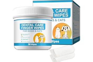 Dog Teeth Cleaning Finger Wipes, Dental Wipes for Cats and Dogs, 50 Wipes