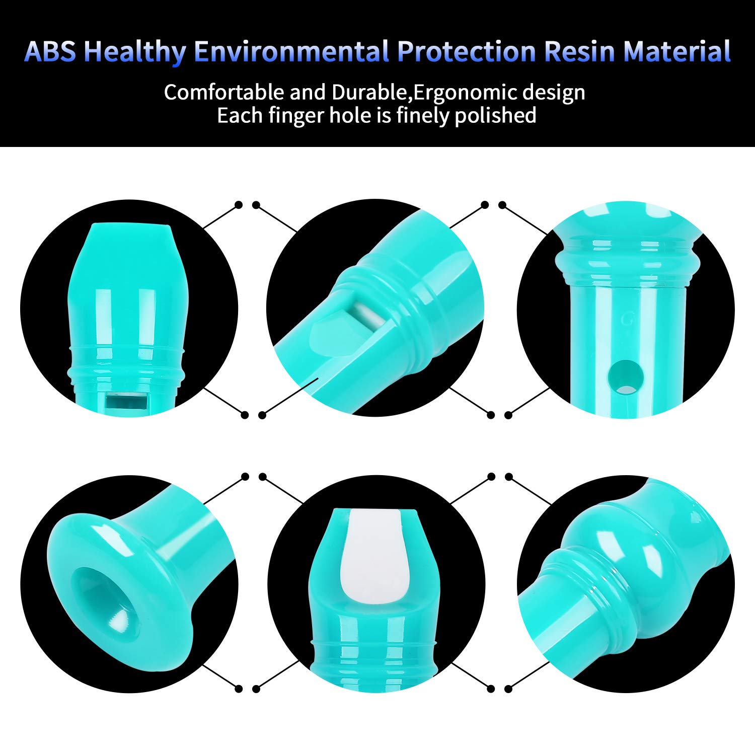 Lot-Yes 8-Hole Soprano Descant Recorder with Cleaning Rod + Case Bag Music Instrument (Green)