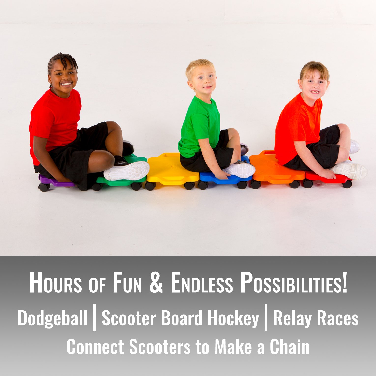 Cosom Scooter Board Set, 12 Inch Children's Sit & Scoot Board with 2