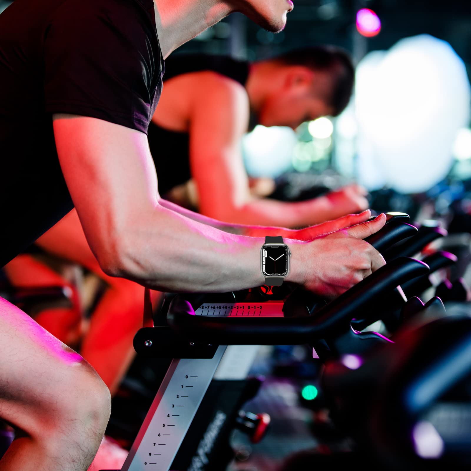 Tighesen Apple Watch Silicone Replacement Sports Band for iWatch Ultra 2/Ultra/SE/9/8/7/6/5/4/3/2/1, Soft, Breathable, Shockproof, Unisex, 1.5 / 1.6 / 1.6 in (38 / 40 / 41 mm), Size S / M, Black