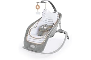 Ingenuity Boutique Collection Plush Modern Baby Rocker & Stationary Seat with Vibrations, Easy Fold, 0-30 Months Up to 40 lbs