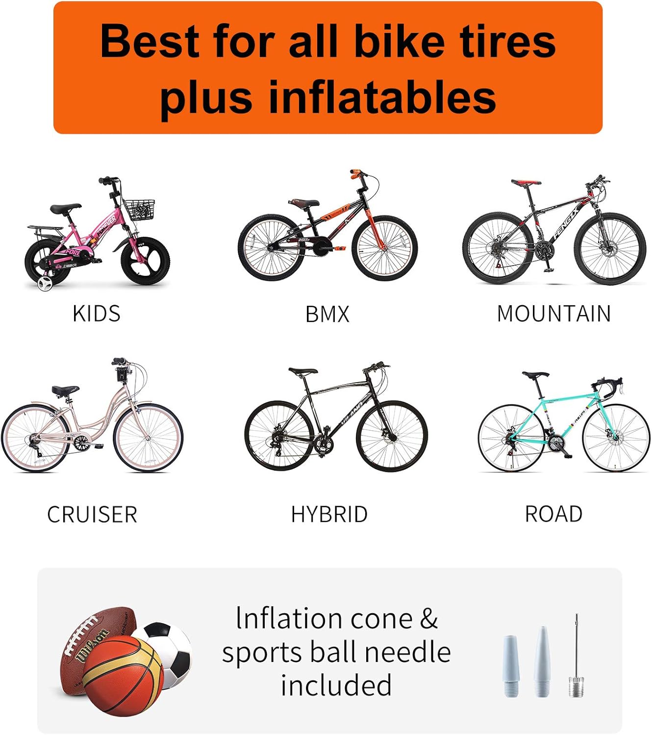 TOOLITIN Pro Bike Pump, Ergonomic Bicycle Pump with Integrated Handle Mounted Pressure Gauge, 180 Psi, Fits Presta and Schrader Valve : Sports & Outdoors