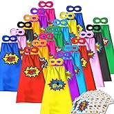 ADJOY Superhero Capes and Masks for Kids with Decorative Stickers - Halloween Party Dress Up Super hero Costume 20 Packs