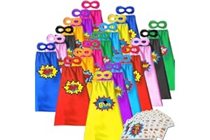 ADJOY Superhero Capes and Masks for Kids with Decorative Stickers - Halloween Party Dress Up Super hero Costume 20 Packs