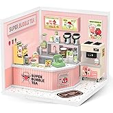 Rolife Plastic House Building Set Toy DIY Miniature Dollhouse Playset with LED for Mini Figures Construction Toys Diorama Kit Gifts for Adults