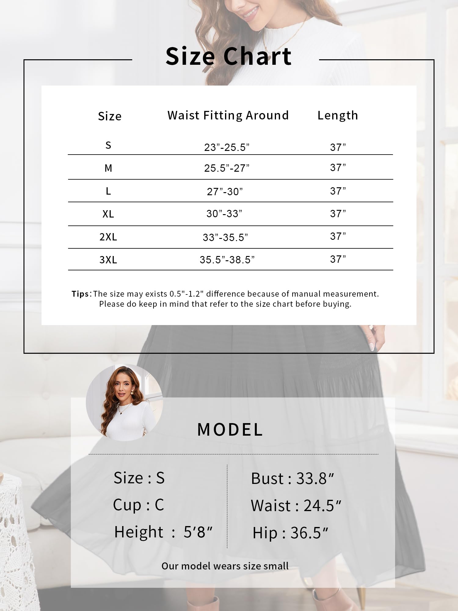 NASHALYLY Women's Chiffon Elastic High Waist Pleated A-Line Flared Maxi Skirts