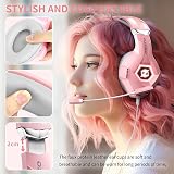 Ozeino Gaming Headset with Microphone Pink 50mm Drivers 3D Surround PS5 PS4 view 2