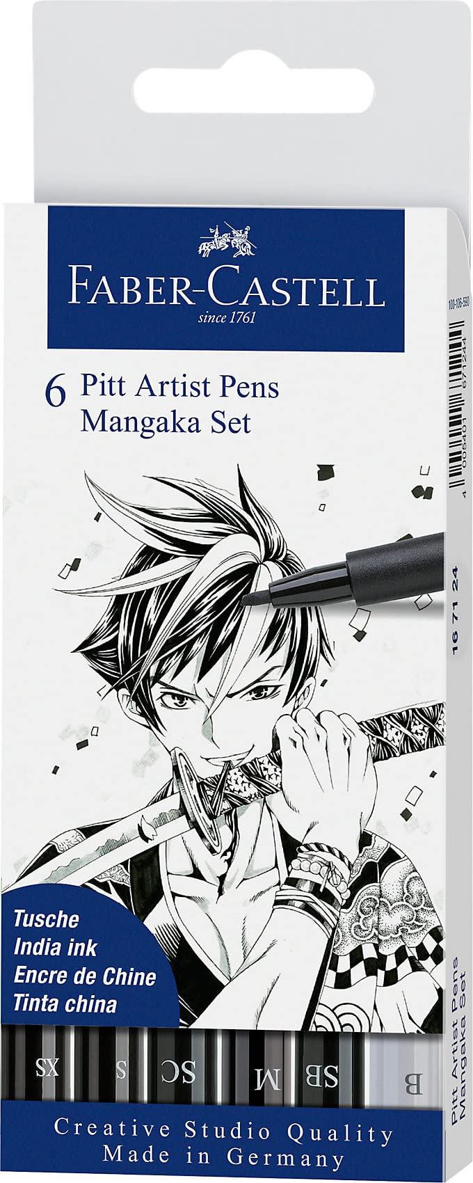 Faber-Castell Creative Studio Pitt Artist Pen India Ink Pen, Mangaka, Wallet of 6, for Art, Craft, Drawing, Sketching, Home, School, University, Colouring — image 1