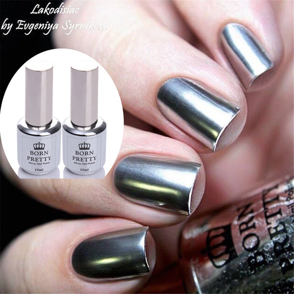 Amazon Com Born Pretty 15ml Mirror Nail Polish And 15ml Mirror Top