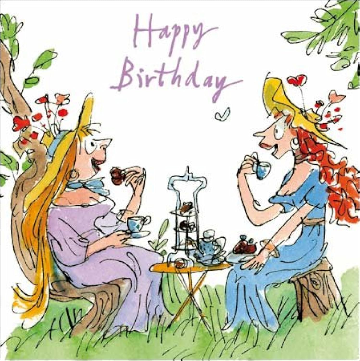 Female Birthday Card for Her - General Card for Women - Quentin Blake Design - Ladies Tea Party - Made in the UK - Eco-Friendly