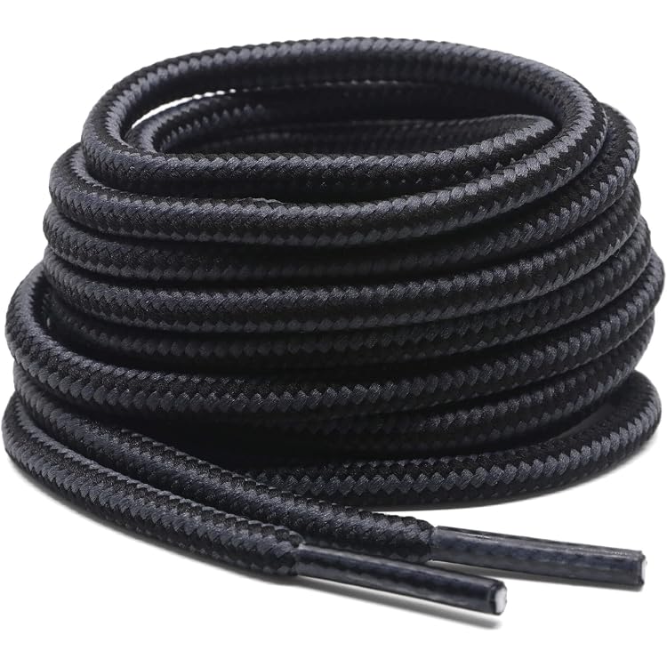 Lacets Ronds Renforcés Pour Bottes De Travail - 2 Paires (4 Lacets) - 4.5 Mm - Noir - 6