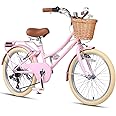 Glerc Missy 20" 24" 26" inch Girl Cruiser 6-Speed Hybrid City Bicycle for Youth Over 6 Years Old with Wicker Basket & Lightweight, Multiple Colors