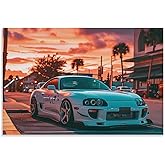 FeoYoed Wall Art Posters Sunset Jdm Car Sup on The Roadside Modern Aesthetic Decor Prints for Bedroom Living Room Office with Premium Fade Resistant Canvas 12x18inch(30x45cm)