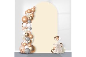 M. CONDUCTED Arch Backdrop Cover, 6FT Wedding Arch Cover Spandex Fitted Arch Covers Stretchy Cardboard Chiara Wall Backdrop Stand Fabric - Beige Arch Backdrop Panels for Birthday Party Baby Shower Banquet Decor