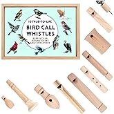 10-Piece Wooden Bird Call Set with Acrylic Display Box for Birdwatching | Handcrafted bird whistles for birdwatching, nature games and outdoor fun; a unique gift for bird lovers and collectors