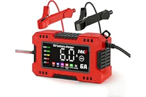 6-Amp Battery Charger, 12V Automatic Smart Battery Trickle Charger, Battery Maintainer Desulfator with Temperature Compensati
